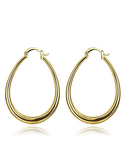 SOSUO 925 Sterling Silver Fashion Classic Big Hoop Drop Dangle Earring(Silver, Gold)
