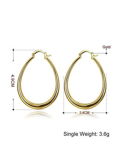 SOSUO 925 Sterling Silver Fashion Classic Big Hoop Drop Dangle Earring(Silver, Gold)
