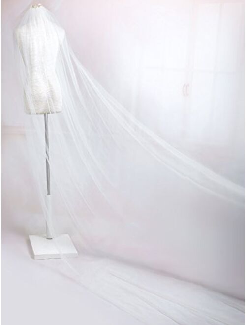 Bridalvenus Wedding Veil Bridal Cathedral Veil Chapel Veil with Comb (118 inches, One Tiers Veil)