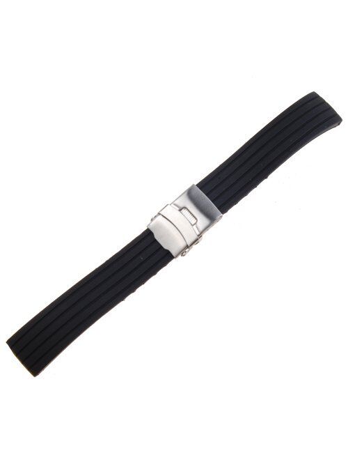 Watch band exchange belt silicone rubber wristwatch strap waterproof 18mm black