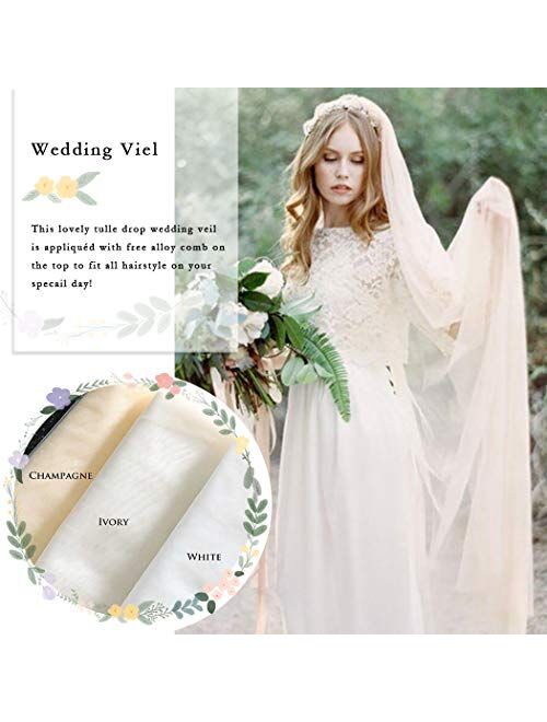 Fdesigner Bride Cathedral Veil Wedding Chapel Veils Bridal Headpieces Statement Veils Long Soft Veil with Comb 2T