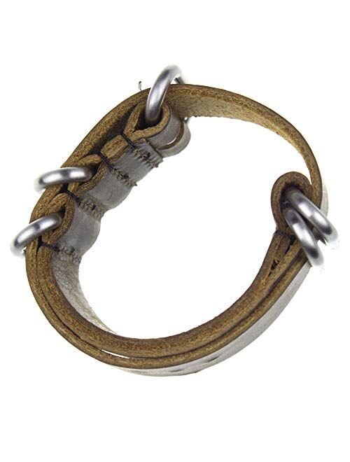 INFANTRY 20mm 22mm Genuine Leather Watch Band 5 Rings Black Brown Watch Strap Stainless Steel Buckle