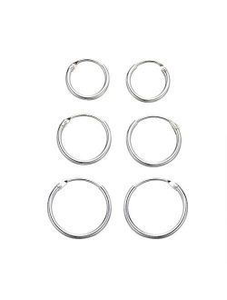 Small Silver Hoop Earrings - 3 Pairs Small Hoop Earrings for Women Men Gifts Hypoallergenic 925 Sterling Silver Hoop Earrings Endless Tiny Hoop Earrings Set for Cartilage
