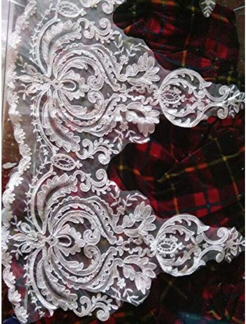 Women's 3M 3.5M 4M 1T Lace Applique Chapel Cathedral Bridal Veil With Free Comb