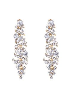 NLCAC Women's Wedding Earrings for Brides Dangling Rhinestone Crystal Chandelier Earring Drop Bridesmaids