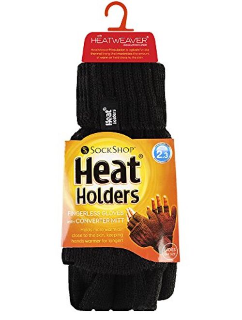 Heat Holders - Women's Thermal Converter Fingerless Cable Knit 2.3 Tog Gloves - One Size