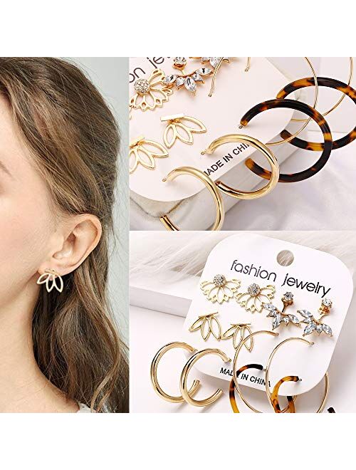 FINETOO 36 Pairs Assorted Multiple Earrings Set for Women Girls Tassel Dangle Earrings Lightweight Acrylic Hoop Drop Earrings Fashion Jewelry Valentine's Day Gift