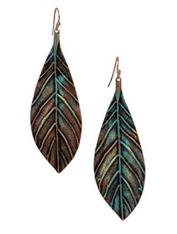 Handmade Boho Lightweight Statement Leaf Earrings with Detailed Texture for Women