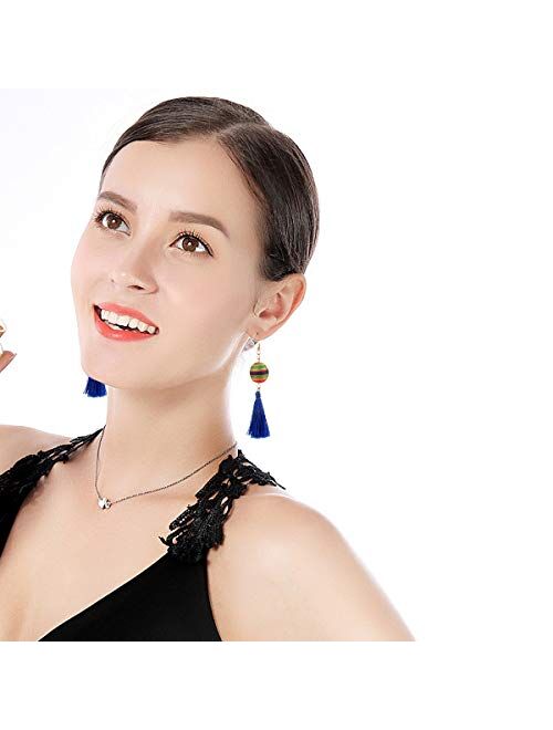 11 Pairs Colorful Tassel Earrings Dangle Earrings for Women Fashion - Thread Earrings Fringe Earrings for Teens - Womens Dangle Earrings Set-Tiered Tassel Earrings for Te