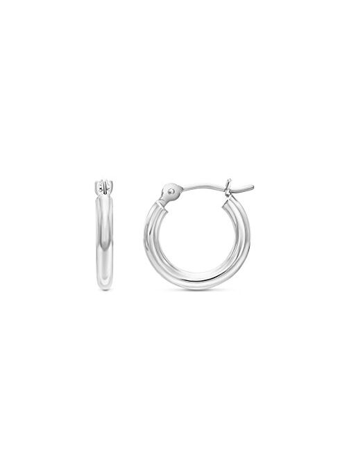 TILO JEWELRY 14k White Gold Classic Round Hoop Earrings