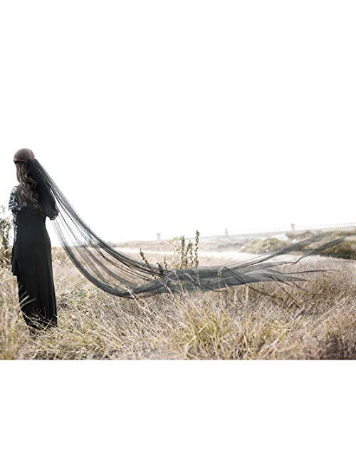 Fangsen Wedding Bridal Veil with Comb 1 Tier Bridal Fingertip veil