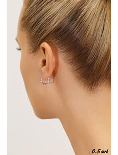 TILO JEWELRY 14k Gold Hand Engraved Diamond-cut Round Hoop Earrings, (0.5 inch Diameter)