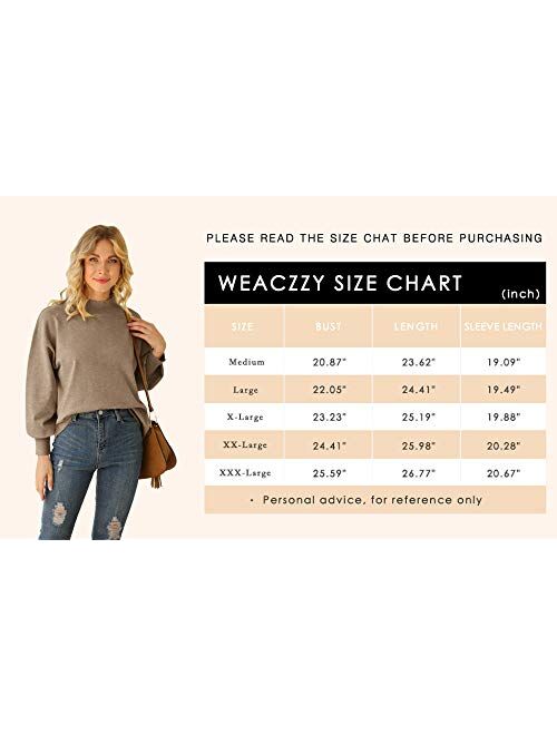 WEACZZY Women's Mock Neck Sweaters Drop Shoulder Long Sleeve Loose Pullover Knit Jumper