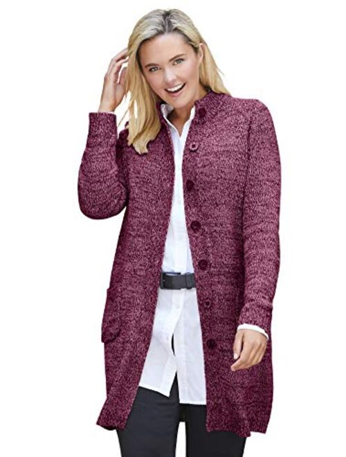 Woman Within Women's Plus Size Marled Sweater Jacket