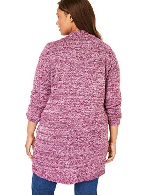 Woman Within Women's Plus Size Marled Sweater Jacket