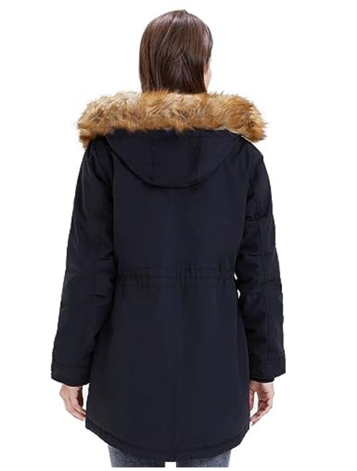 Royal Matrix Womens Mid Length Warm Winter Water-Resistant Sherpa Lined Parka Coat with Removable Faux Fur