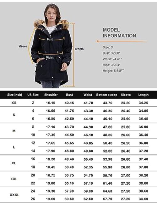 Royal Matrix Womens Mid Length Warm Winter Water-Resistant Sherpa Lined Parka Coat with Removable Faux Fur
