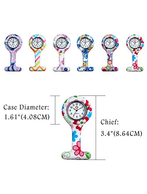 Avaner Silicone Nurse Watch, Vintage Floral Square Lapel Watch, Pin-on Brooch Fob Watch, Analog Quartz Hanging Pocket Watch