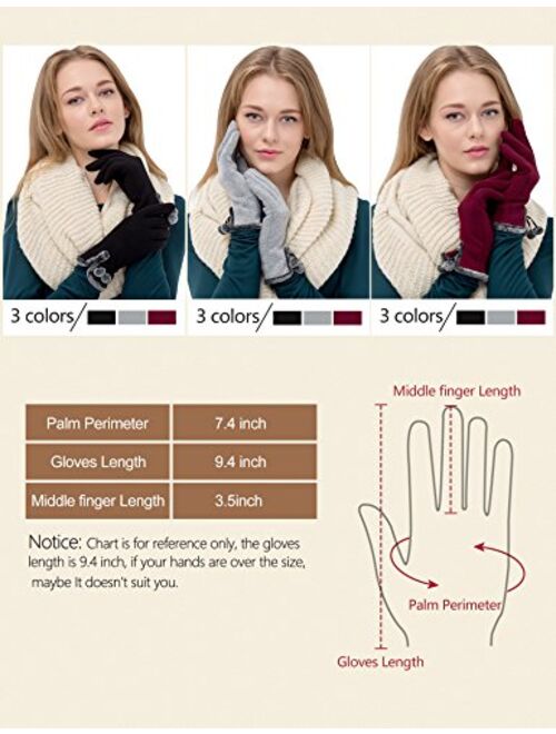 1/3/6 Pairs Womens Gloves Winter Touch Screen Texting Gloves for Women Fleece Lined Thick Warm Gloves