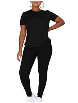 Kaximil Women's Casual 2 Piece Outfits Sexy Bodycon Club Romper T Shirt Top Shorts Set