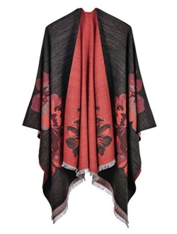 Winter Poncho Cape Open Front Blanket Shawl and Wrap Cloak Cardigan Sweater Coat