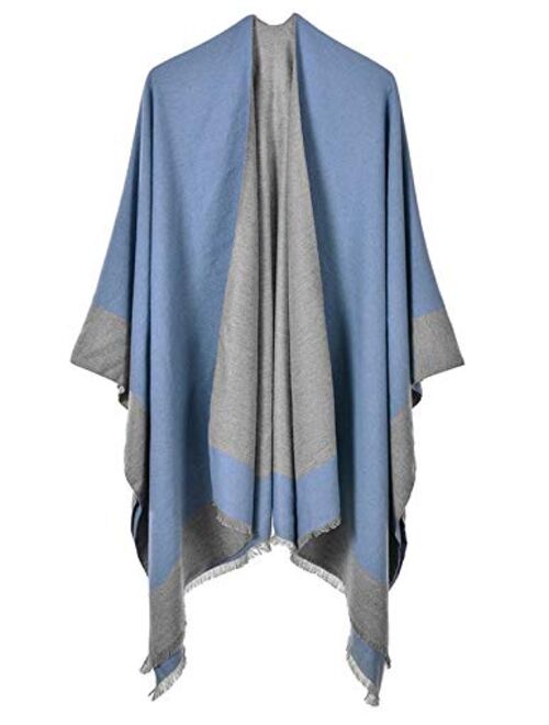 GRACE KARIN Winter Poncho Cape Open Front Blanket Shawl and Wrap Cloak Cardigan Sweater Coat