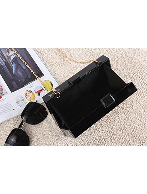 Shiratori Women Evening Clutch Bag, Acrylic Square Box Shoulder HandBags For Wedding Party Tote Purse