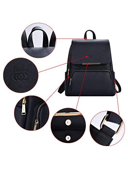 COOFIT Backpack Leather Backpack,Black Backpack Purse for Women Fashion Anti-theft Ladies Rucksack A4 Pu Leather Backpack