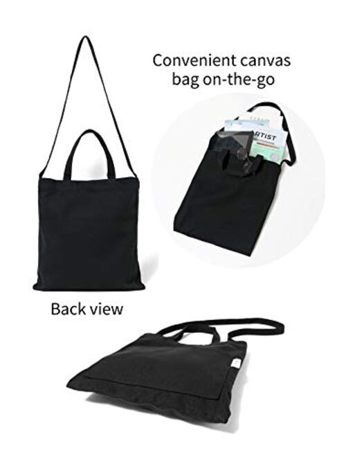 Jeelow Canvas Tote Handbag Shoulder Bag Crossbody Purses Double Pockets For Men & Women