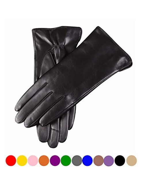 Winter Gloves for Women Genuine Leather Warm Cashmere & Wool Blend Lining Touchscreen Windproof Driving Dress