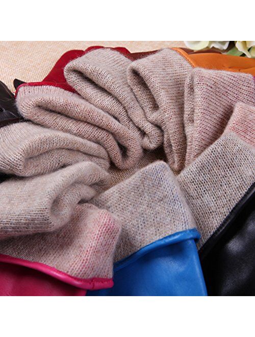 Winter Gloves for Women Genuine Leather Warm Cashmere & Wool Blend Lining Touchscreen Windproof Driving Dress