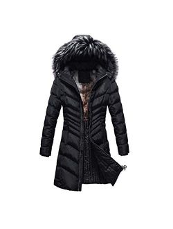 Women's Winter Coat Long and Slimming Warm Parka Jacket with Removable Faux Fur Hoodie, WATCH VIDEO