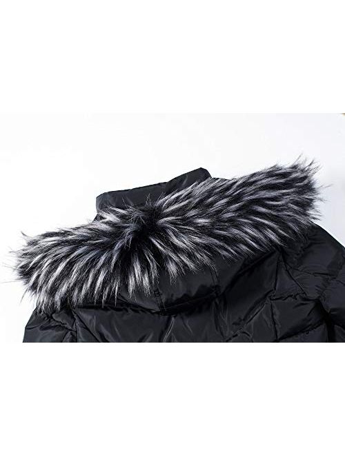 Women's Winter Coat Long and Slimming Warm Parka Jacket with Removable Faux Fur Hoodie, WATCH VIDEO