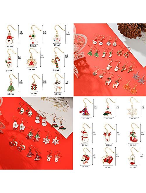4-20 Pairs Christmas Earrings Holiday Jewelry Set gifts for Womens Girls, Thanksgiving Xmas Jewelry Dangle Earrings Set.