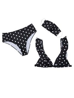 WXAN Women's Girls Three-Piece Suit Sexy Solid Tube top with mask Bikini Split Swimsuit