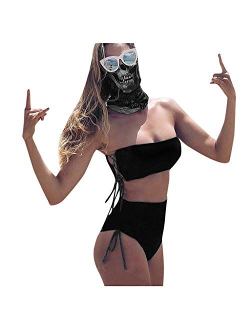 WXAN New!! 3PCS Women Push-Up Padded Mask Swimsuit Trikini Swimwear Top Thong Bikini Set
