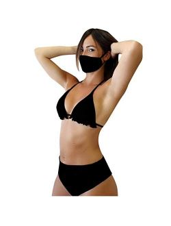 WXAN New ! 3PCS Women Push-Up Padded Mask Swimsuit Trikini Swimwear Top Thong Bikini Set