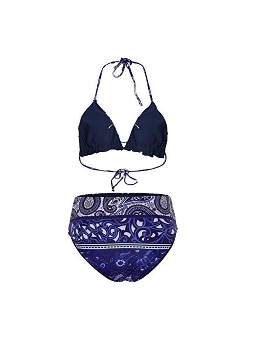 Women's Bikini Print Set Swimsuit Two Piece Filled Bra Swimwear Beachwear