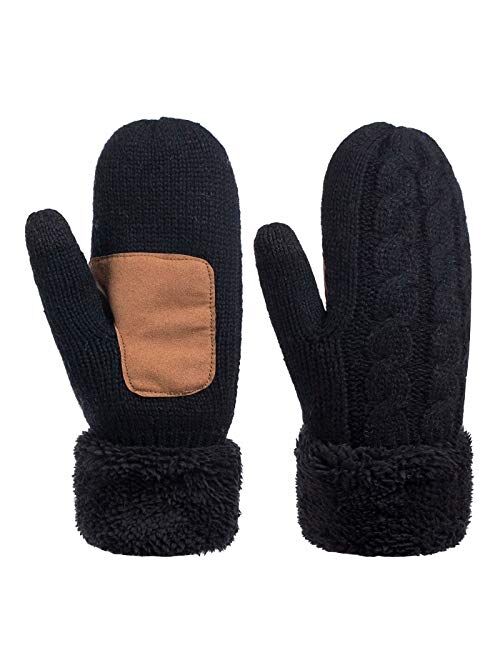 IL Caldo Womens Winter Glove Hemp Plush Lining Thick Knit Mitten Drive Work Gloves 