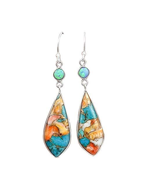 andy cool Premium Quality Shining Rhinestone Earring for Women,Vintage Women Jewelry Faux Turquoise Rhinestone Dangle Ear Hook Drop Earrings - Colorful