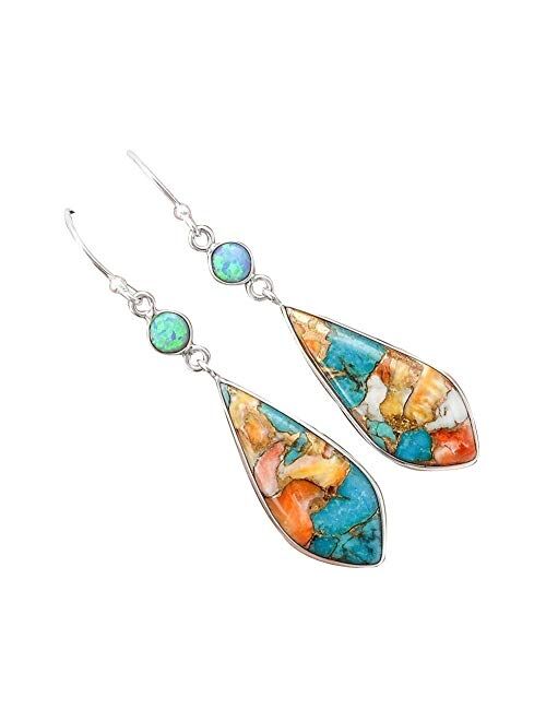 andy cool Premium Quality Shining Rhinestone Earring for Women,Vintage Women Jewelry Faux Turquoise Rhinestone Dangle Ear Hook Drop Earrings - Colorful