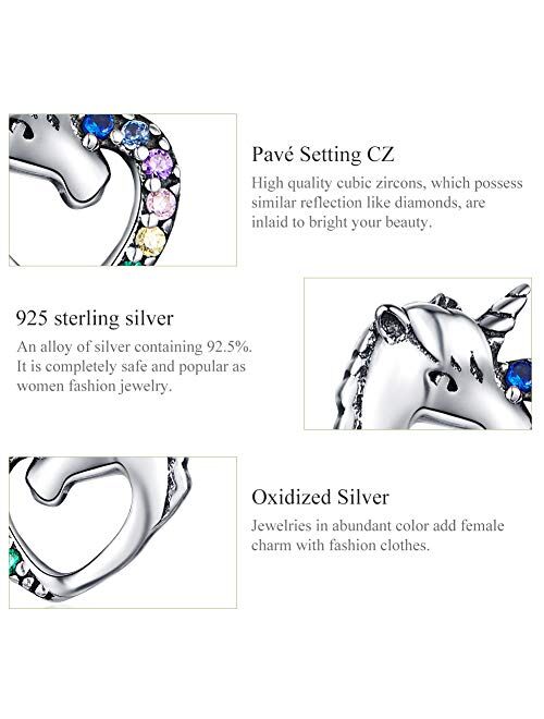 Hypoallergenic Stud Earrings for Girls Women S925 Sterling Silver Love Heart Cute Animal CZ Unicorn Gifts for Girl Women