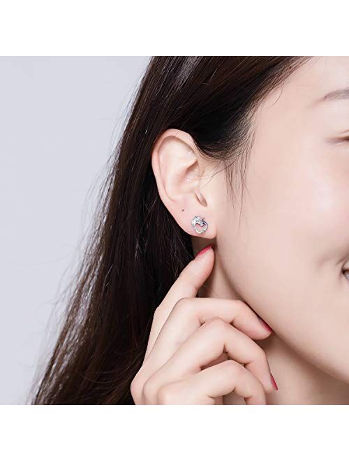 Hypoallergenic Stud Earrings for Girls Women S925 Sterling Silver Love Heart Cute Animal CZ Unicorn Gifts for Girl Women