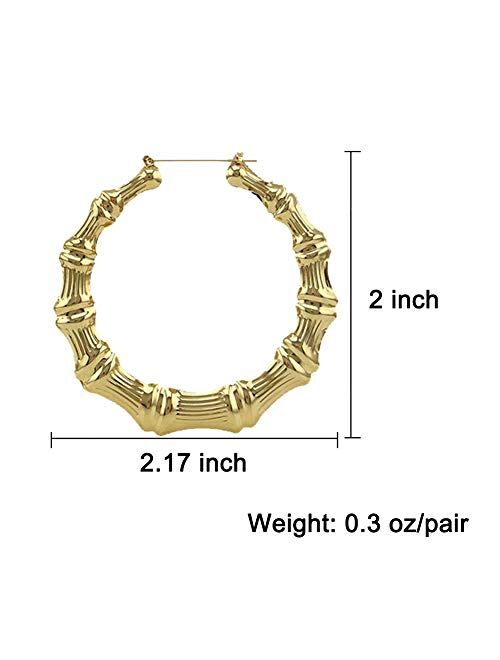 Hip-Hop Oversized Bamboo Hoop Earrings for Women Gold