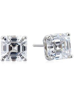 Platinum or Gold Plated Sterling Silver Fancy Shape Stud Earrings made with Swarovski Zirconia