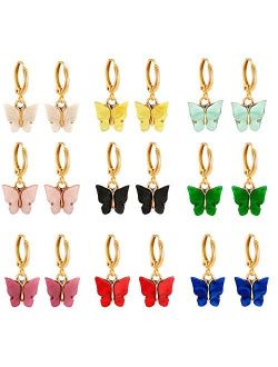 9 Pairs Of Butterfly Earrings, Acrylic Colored Earrings Women And Girls Fashion Jewelry Gift