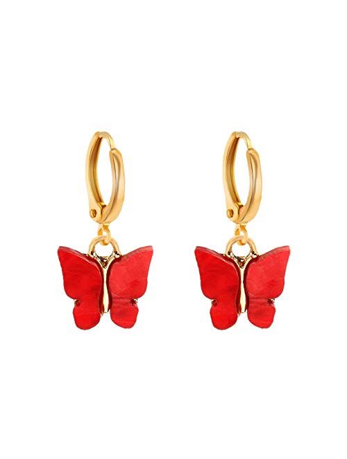 9 Pairs Of Butterfly Earrings, Acrylic Colored Earrings Women And Girls Fashion Jewelry Gift