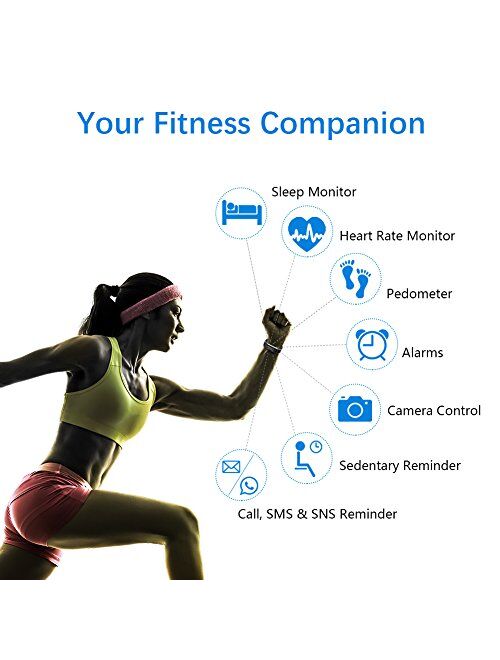 LETSCOM Fitness Tracker HR, Activity Tracker Watch with Heart Rate Monitor, IP67 Waterproof Smart Bracelet with Step Counter, Calorie Counter, Pedometer Watch for Women a