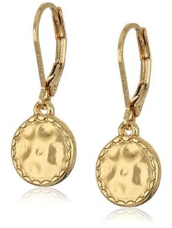 Napier "Classics" Gold-Tone Hammered Disk Drop Earrings