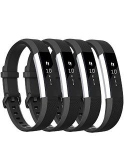 Tobfit 4 Pack Bands Compatible with Fitbit Alta and Fitbit Alta HR Accessories, Soft Sport Silicone Replacement Wristbands for Women Men, Small Large